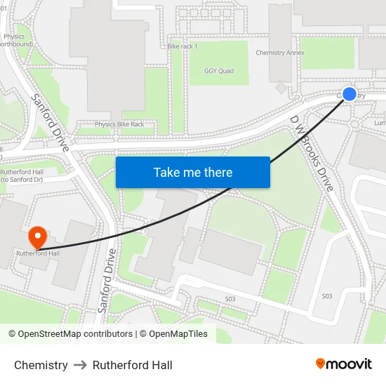 Chemistry to Rutherford Hall map