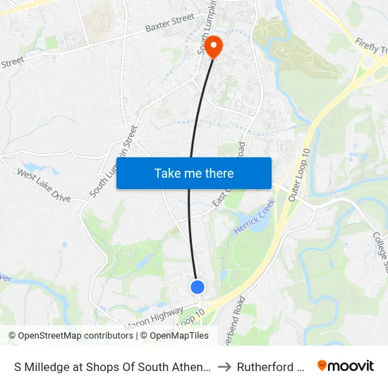 S Milledge at Shops Of South Athens Ob to Rutherford Hall map