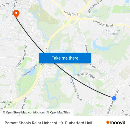 Barnett Shoals Rd at Habachi to Rutherford Hall map