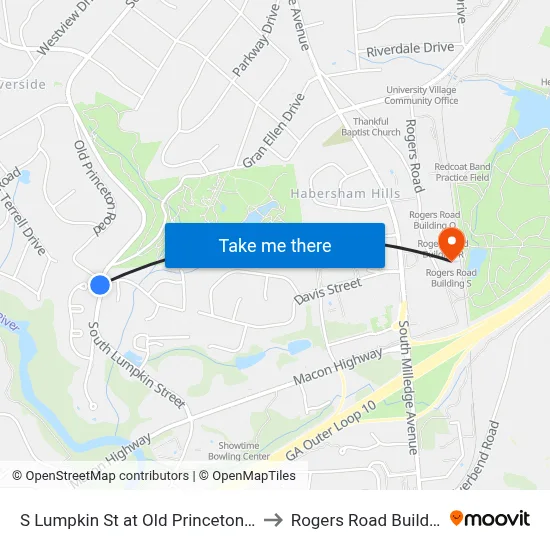 S Lumpkin St at Old Princeton Rd Ob to Rogers Road Building S map