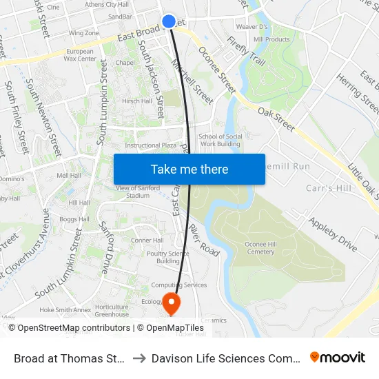 Broad at Thomas St Ob to Davison Life Sciences Complex map