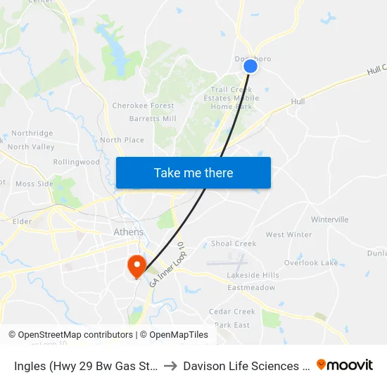 Ingles (Hwy 29 Bw Gas Station Atm to Davison Life Sciences Complex map
