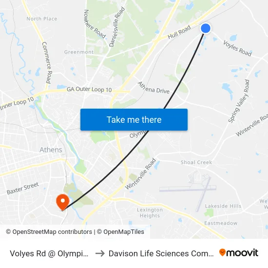 Volyes Rd @ Olympic Dr to Davison Life Sciences Complex map