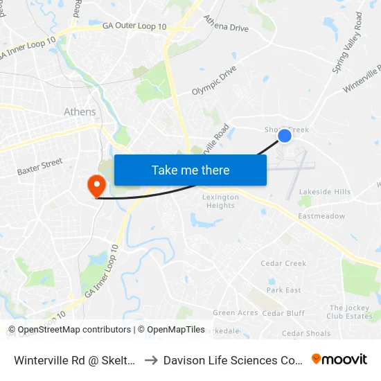 Winterville Rd @ Skelton Rd to Davison Life Sciences Complex map