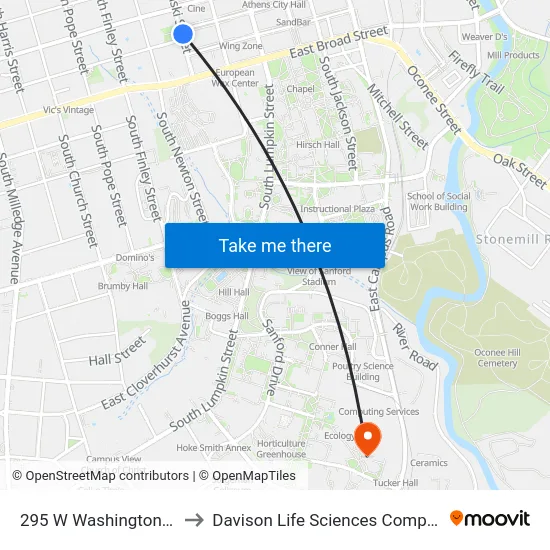 295 W Washington St to Davison Life Sciences Complex map