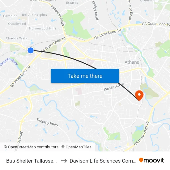 Bus Shelter Tallassee Rd to Davison Life Sciences Complex map