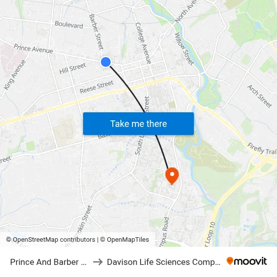 Prince And Barber Ob to Davison Life Sciences Complex map