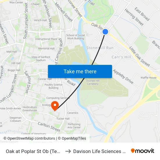 Oak at Poplar St Ob (Temporary) to Davison Life Sciences Complex map