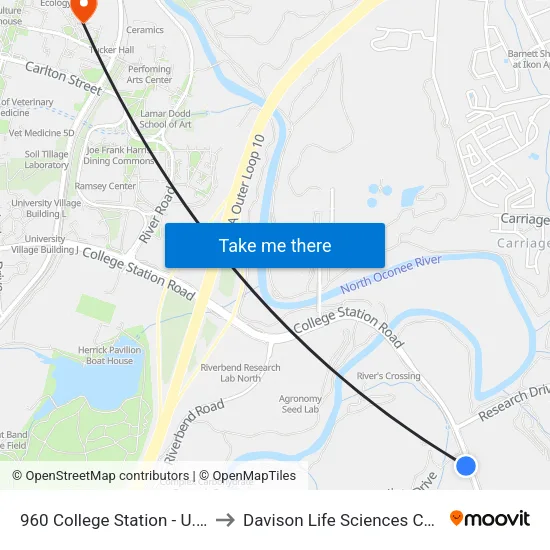 960 College Station - U.S. Epa to Davison Life Sciences Complex map
