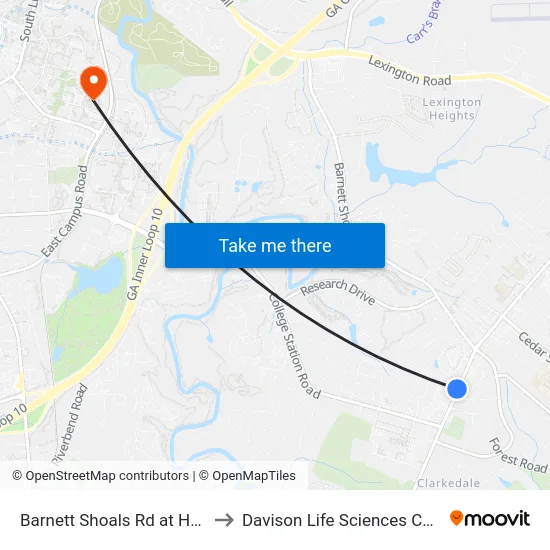 Barnett Shoals Rd at Habachi to Davison Life Sciences Complex map