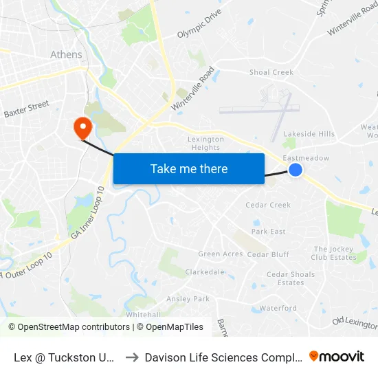 Lex @ Tuckston Umc to Davison Life Sciences Complex map