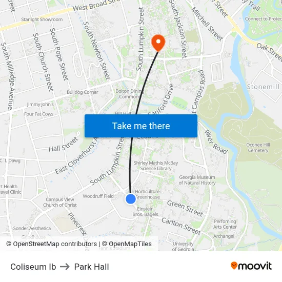 Coliseum Ib to Park Hall map