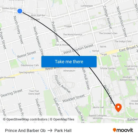 Prince And Barber Ob to Park Hall map