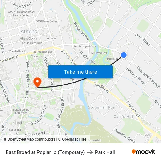 East Broad at Poplar Ib (Temporary) to Park Hall map