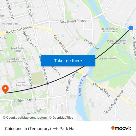 Chicopee Ib (Temporary) to Park Hall map