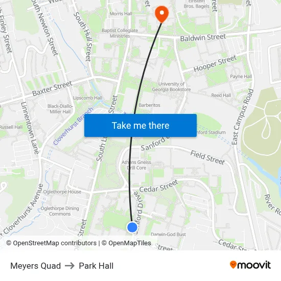 Meyers Quad to Park Hall map