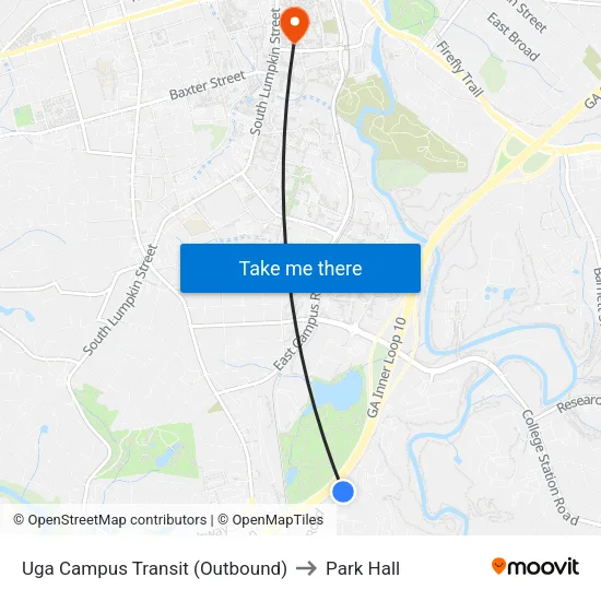 Uga Campus Transit (Outbound) to Park Hall map