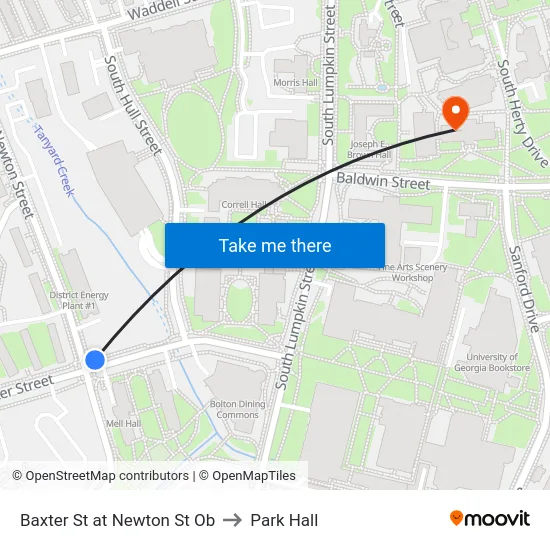 Baxter St at Newton St Ob to Park Hall map