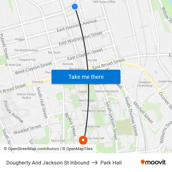 Dougherty And Jackson St Inbound to Park Hall map