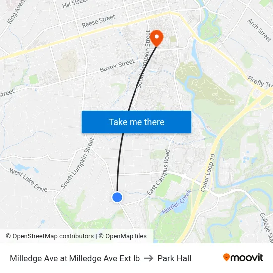 Milledge Ave at Milledge Ave Ext Ib to Park Hall map