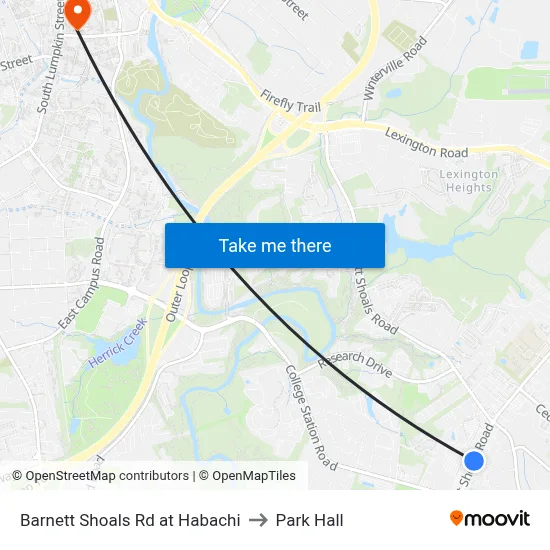 Barnett Shoals Rd at Habachi to Park Hall map