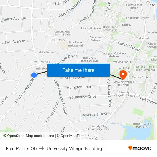 Five Points Ob to University Village Building L map