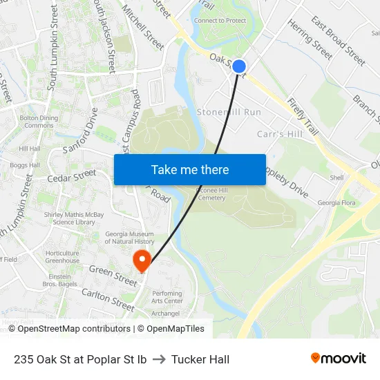 235 Oak St at Poplar St Ib to Tucker Hall map