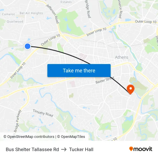 Bus Shelter Tallassee Rd to Tucker Hall map