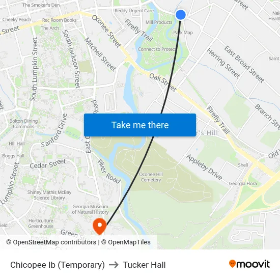 Chicopee Ib (Temporary) to Tucker Hall map