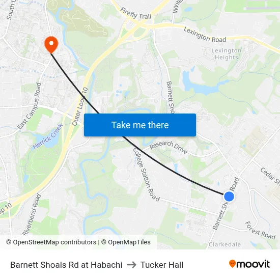 Barnett Shoals Rd at Habachi to Tucker Hall map