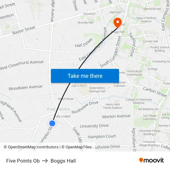 Five Points Ob to Boggs Hall map