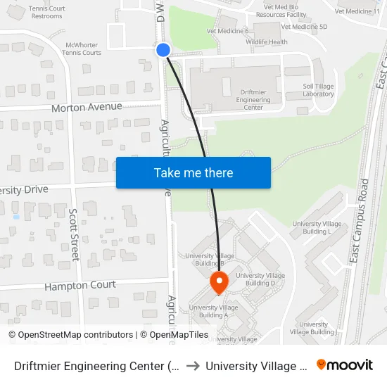 Driftmier Engineering Center (To Carlton St.) to University Village Building A map