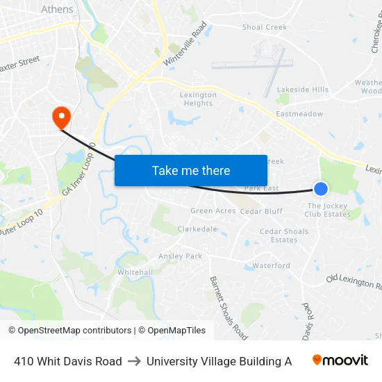 410 Whit Davis Road to University Village Building A map