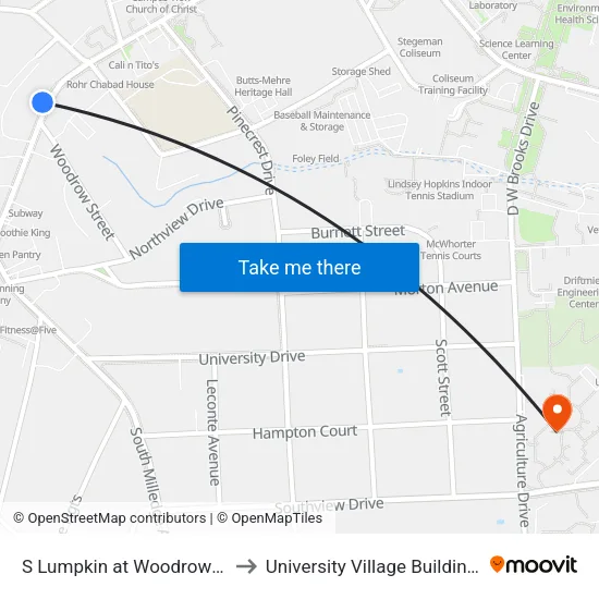 S Lumpkin at Woodrow Ob to University Village Building A map
