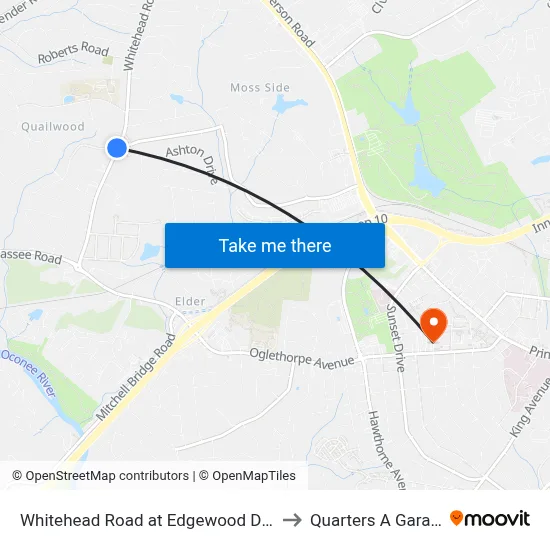 Whitehead Road at Edgewood Drive to Quarters A Garage map