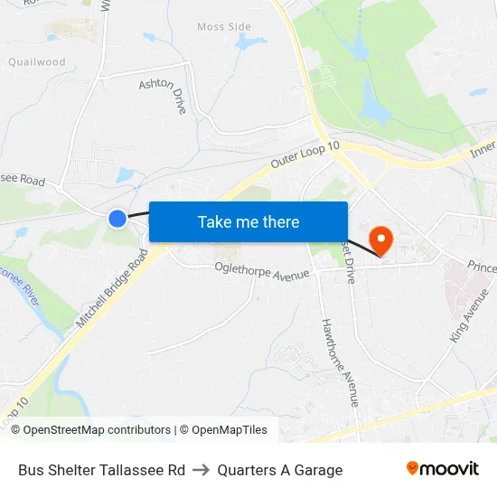 Bus Shelter Tallassee Rd to Quarters A Garage map