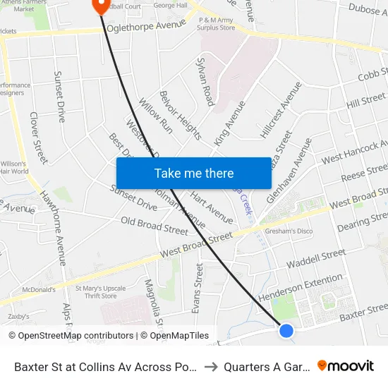 Baxter St at Collins Av Across Police Ib to Quarters A Garage map