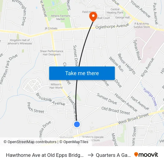Hawthorne Ave at Old Epps Bridge Rd Ob to Quarters A Garage map