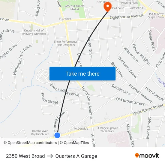 2350 West Broad to Quarters A Garage map