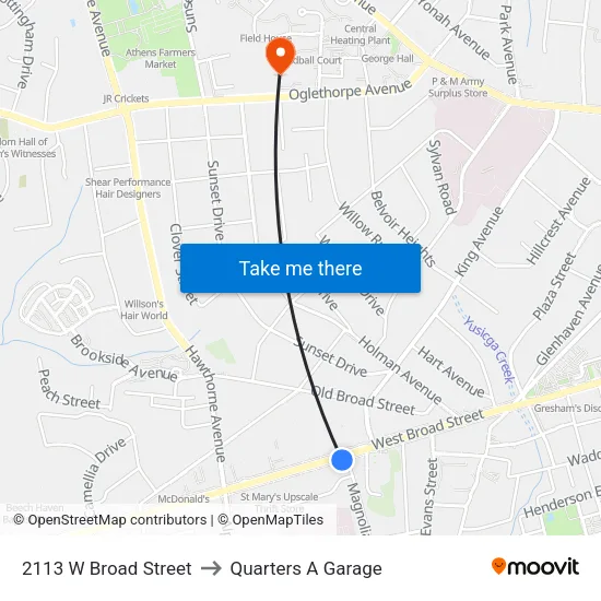 2113 W Broad Street to Quarters A Garage map