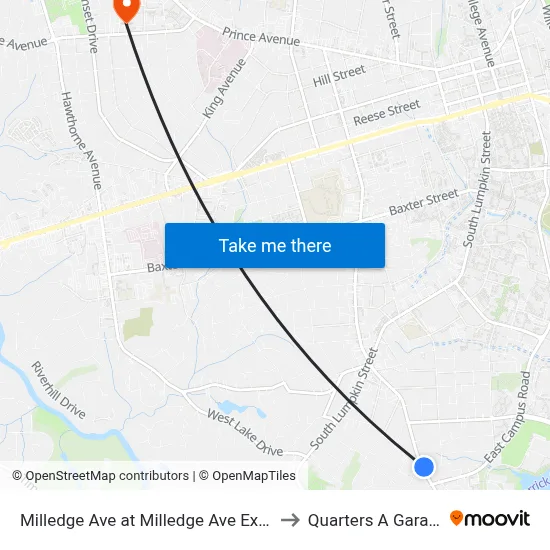 Milledge Ave at Milledge Ave Ext Ib to Quarters A Garage map