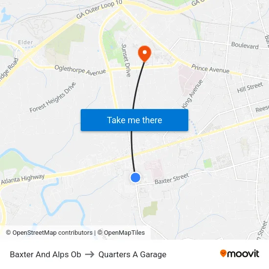 Baxter And Alps Ob to Quarters A Garage map