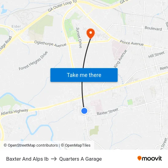 Baxter And Alps Ib to Quarters A Garage map