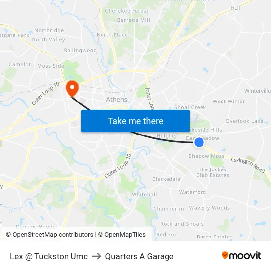 Lex @ Tuckston Umc to Quarters A Garage map