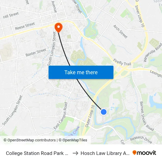 College Station Road Park & Ride to Hosch Law Library Annex map