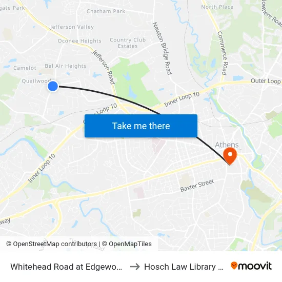Whitehead Road at Edgewood Drive to Hosch Law Library Annex map