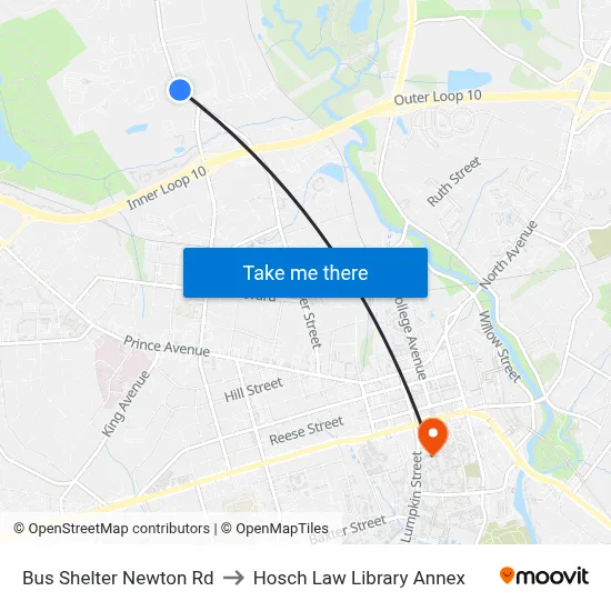 Bus Shelter Newton Rd to Hosch Law Library Annex map