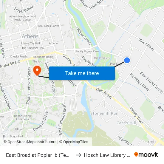 East Broad at Poplar Ib (Temporary) to Hosch Law Library Annex map