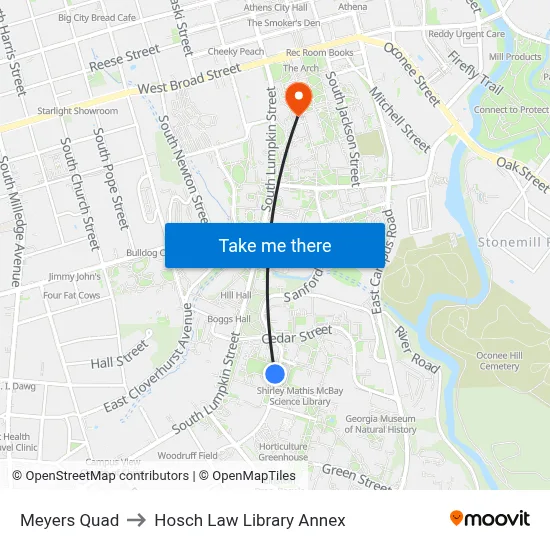 Meyers Quad to Hosch Law Library Annex map