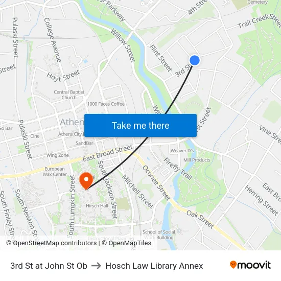 3rd St at John St Ob to Hosch Law Library Annex map